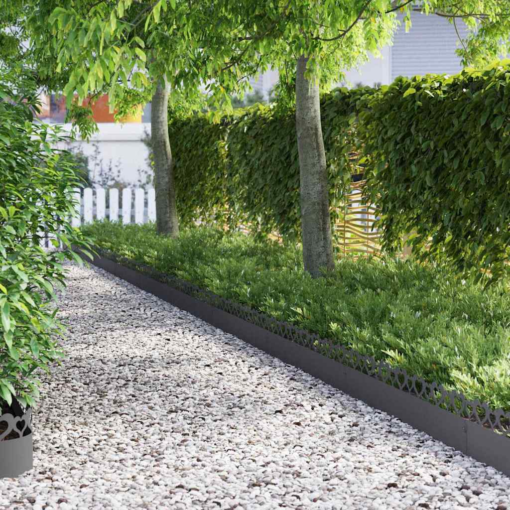 vidaXL Gazonranden 10 pcs Zwart 103 x 0,05 x 22 cm Staal