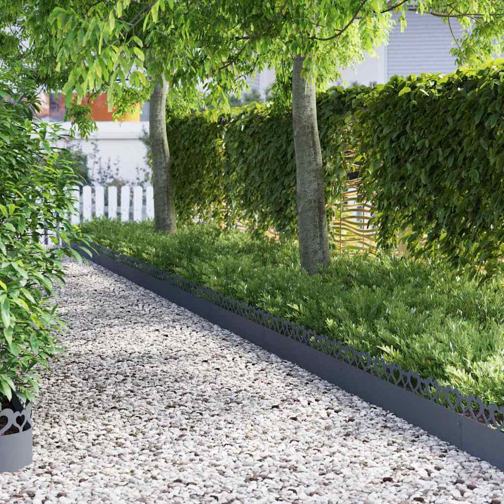 vidaXL Gazonranden 10 pcs Zwart 103 x 0,05 x 22 cm Staal