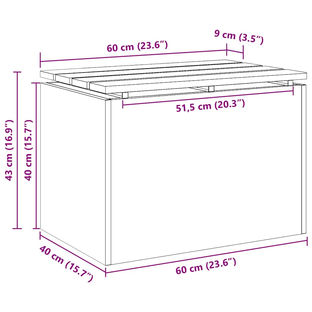 vidaXL Tuinbank Zwart 60 x 40 x 43 cm Massief douglas hout en staal