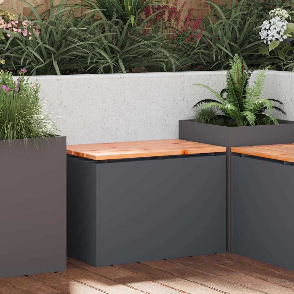 vidaXL Tuinbank Zwart 60 x 40 x 43 cm Massief douglas hout en staal