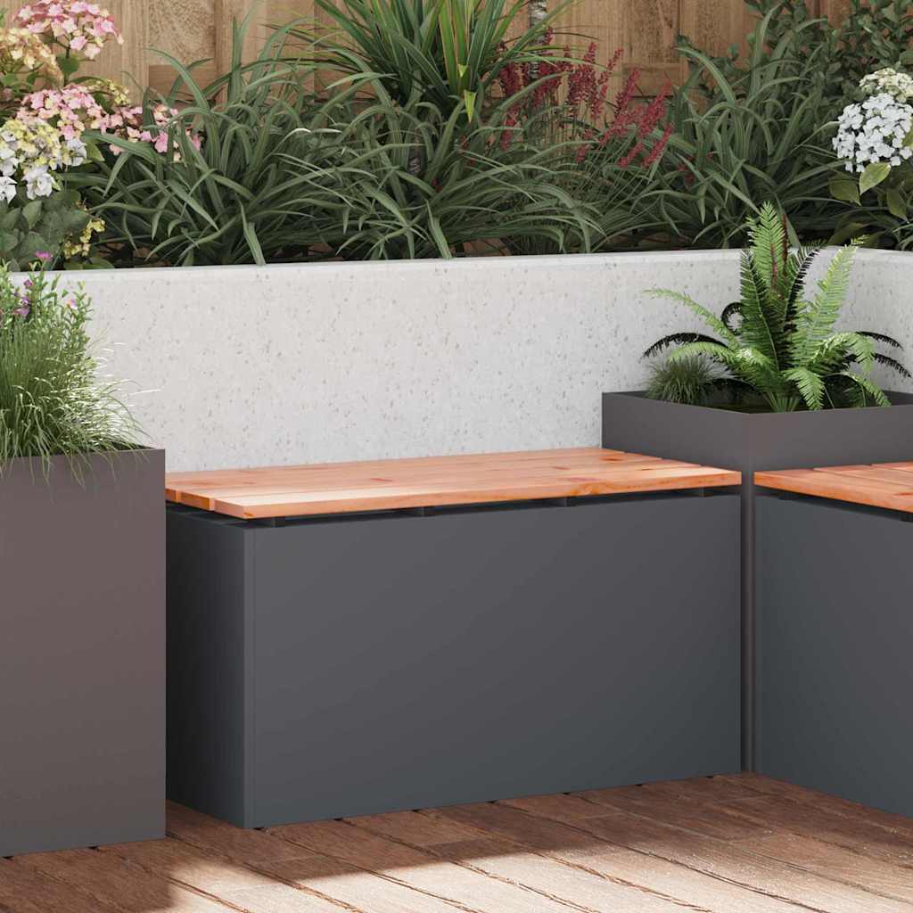 vidaXL Tuinbank Zwart 60 x 40 x 43 cm Massief douglas hout en staal