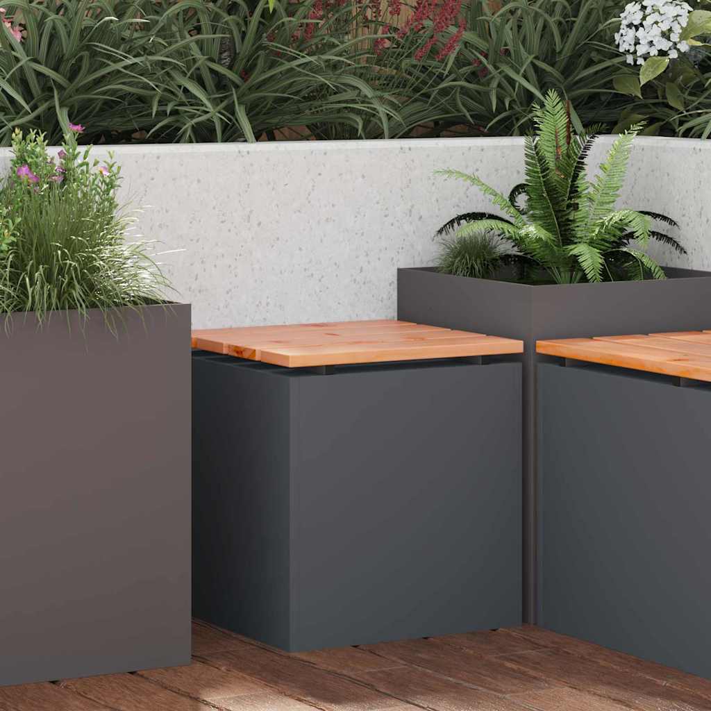 vidaXL Tuinbank Zwart 60 x 40 x 43 cm Massief douglas hout en staal
