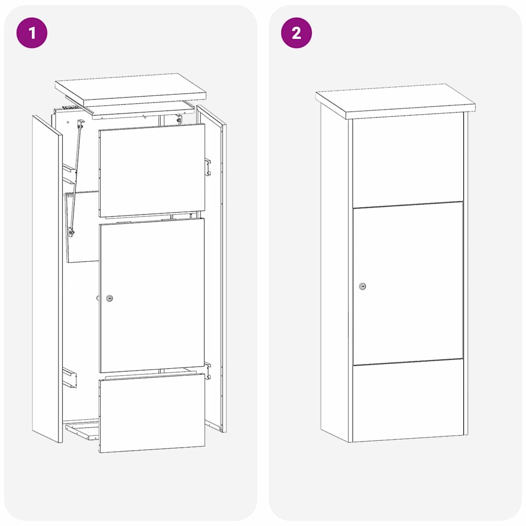 vidaXL Pakket inwerp box Zwart 44.5 x 29 x 110.5 cm Staal