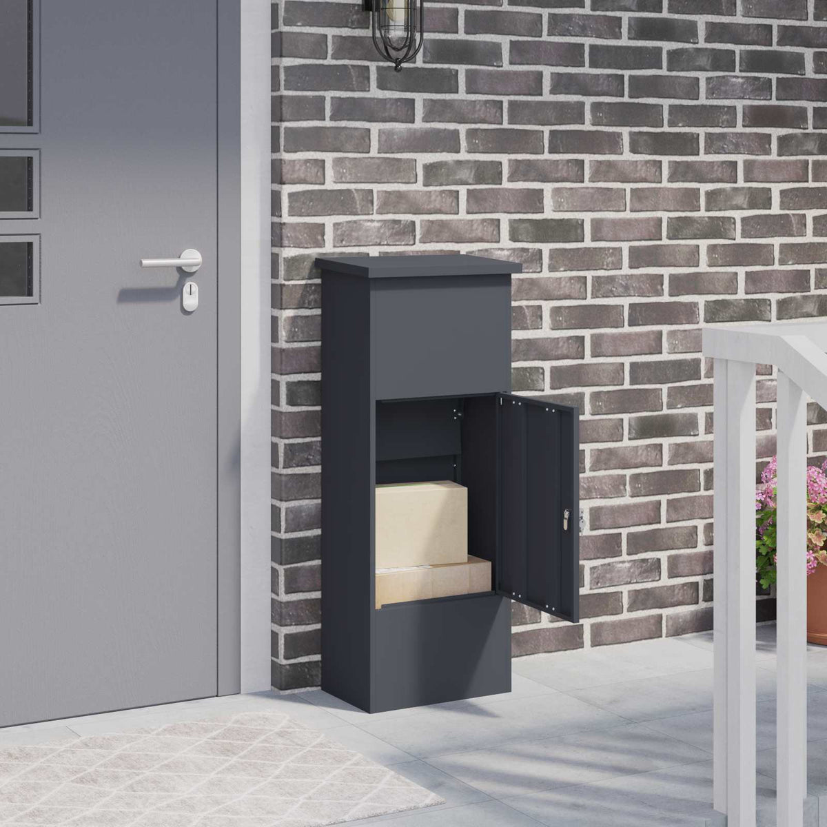 vidaXL Pakket inwerp box Zwart 44.5 x 29 x 110.5 cm Staal