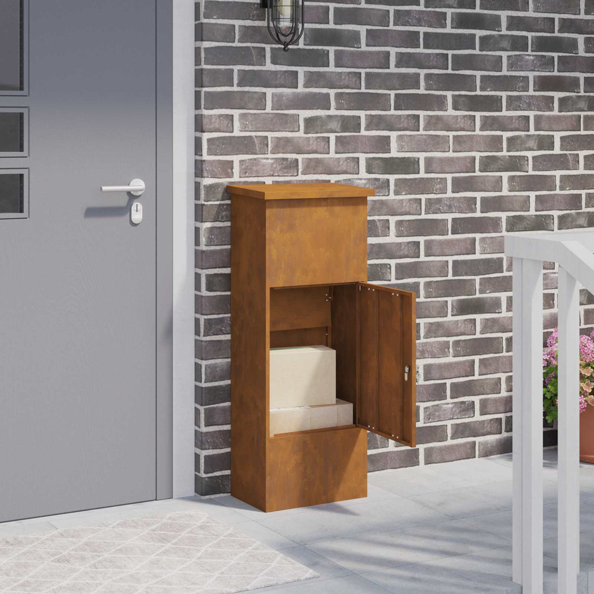 vidaXL Pakket inwerp box Zwart 44.5 x 29 x 110.5 cm Staal