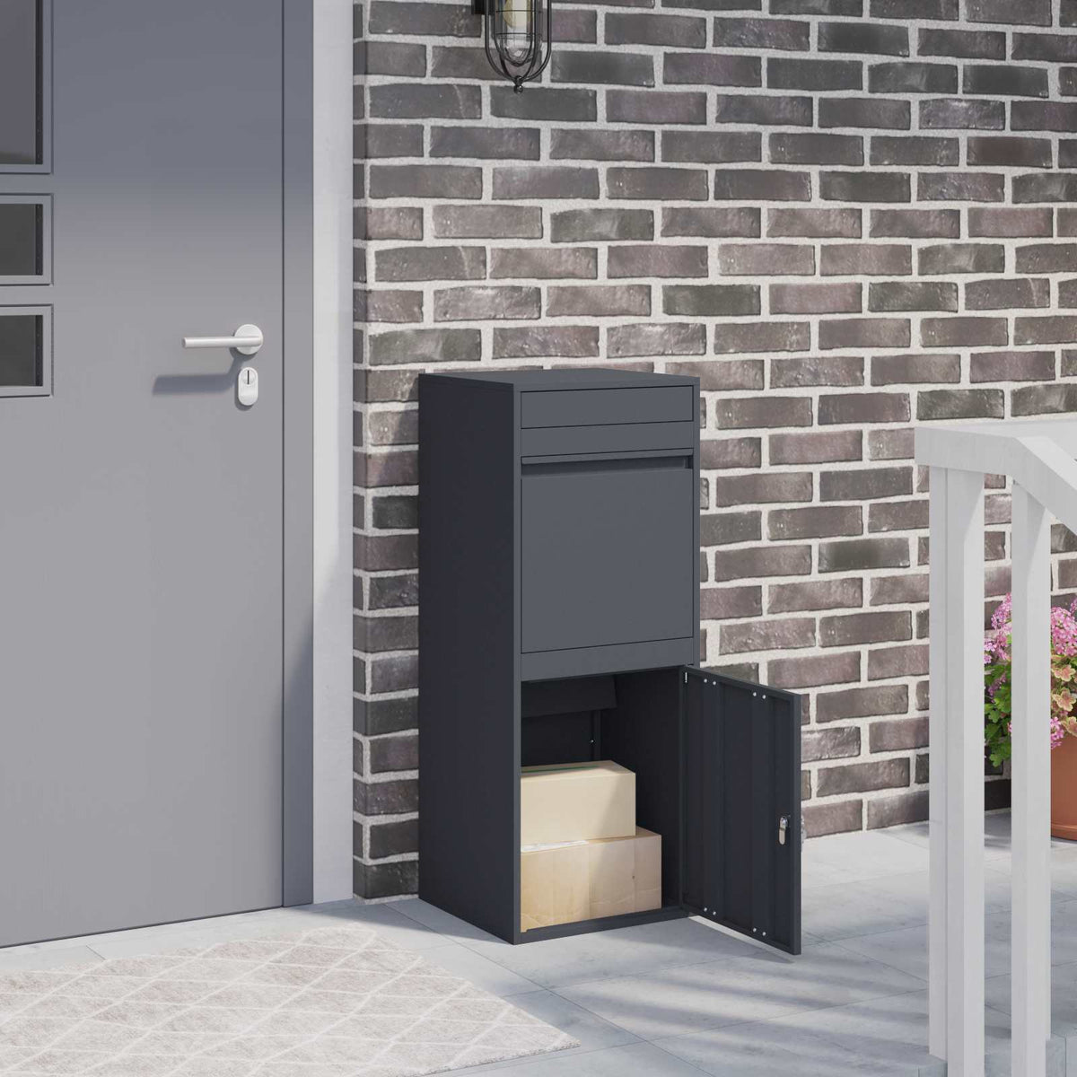 vidaXL Pakket inwerp box Zwart 41 x 38 x 103 cm Staal