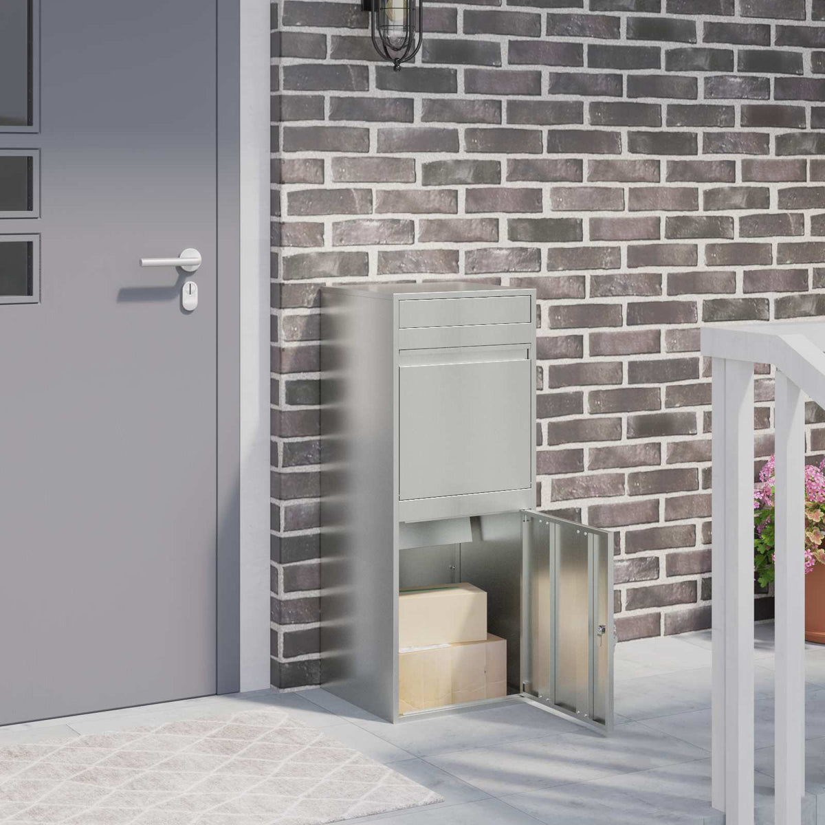 vidaXL Pakket inwerp box Zwart 41 x 38 x 103 cm Staal