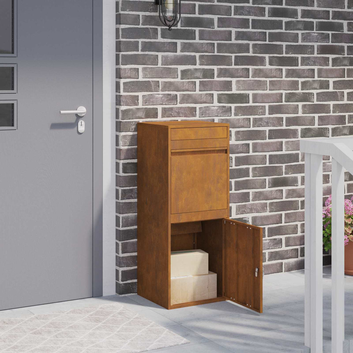 vidaXL Pakket inwerp box Zwart 41 x 38 x 103 cm Staal