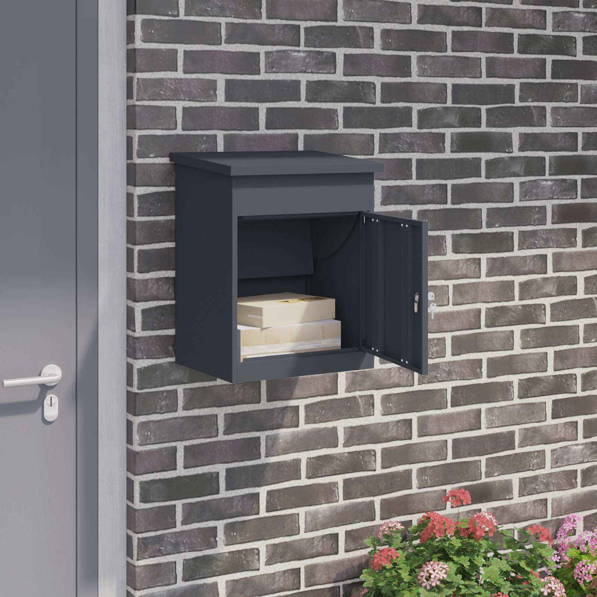 vidaXL Pakket inwerp box Zwart 44 x 35 x 59 cm Staal