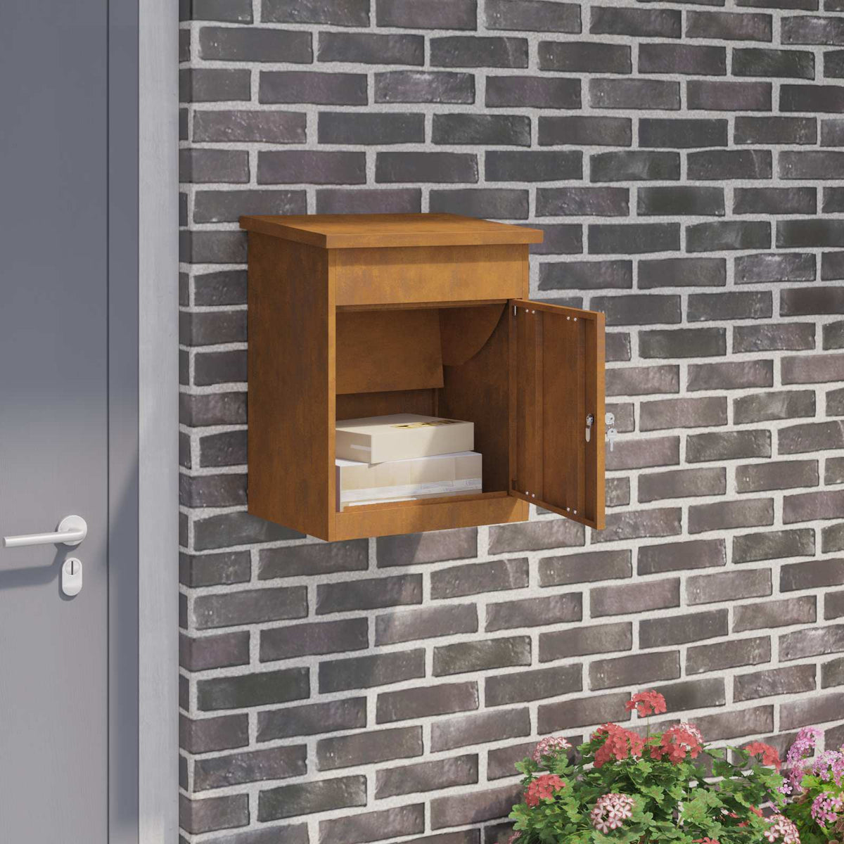 vidaXL Pakket inwerp box Zwart 44 x 35 x 59 cm Staal
