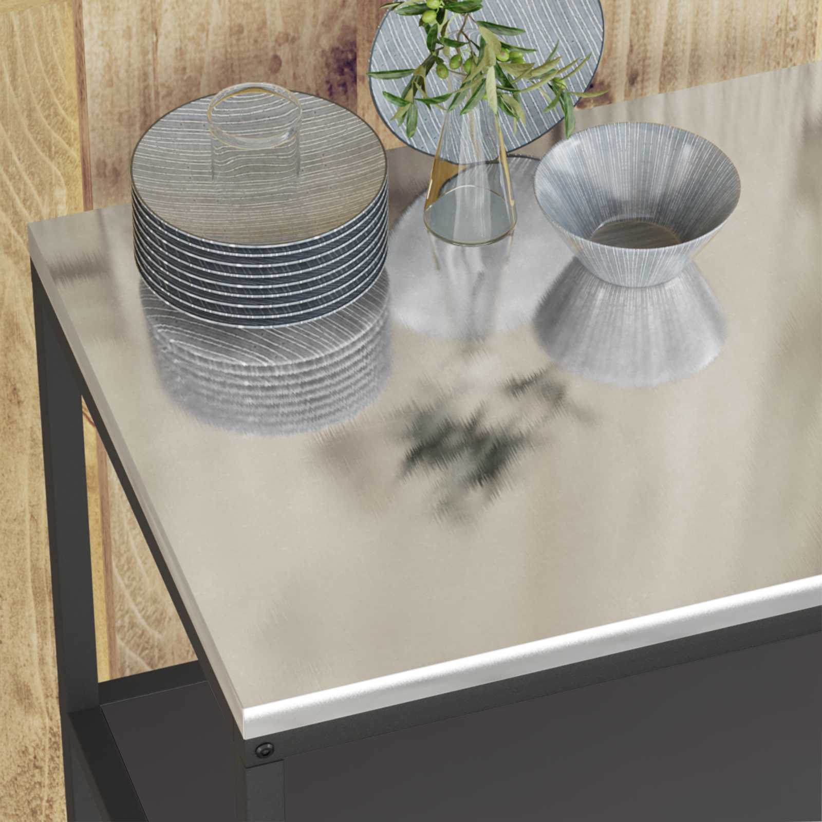vidaXL Keuken opslag plank met plank met opslag Zwart Staal