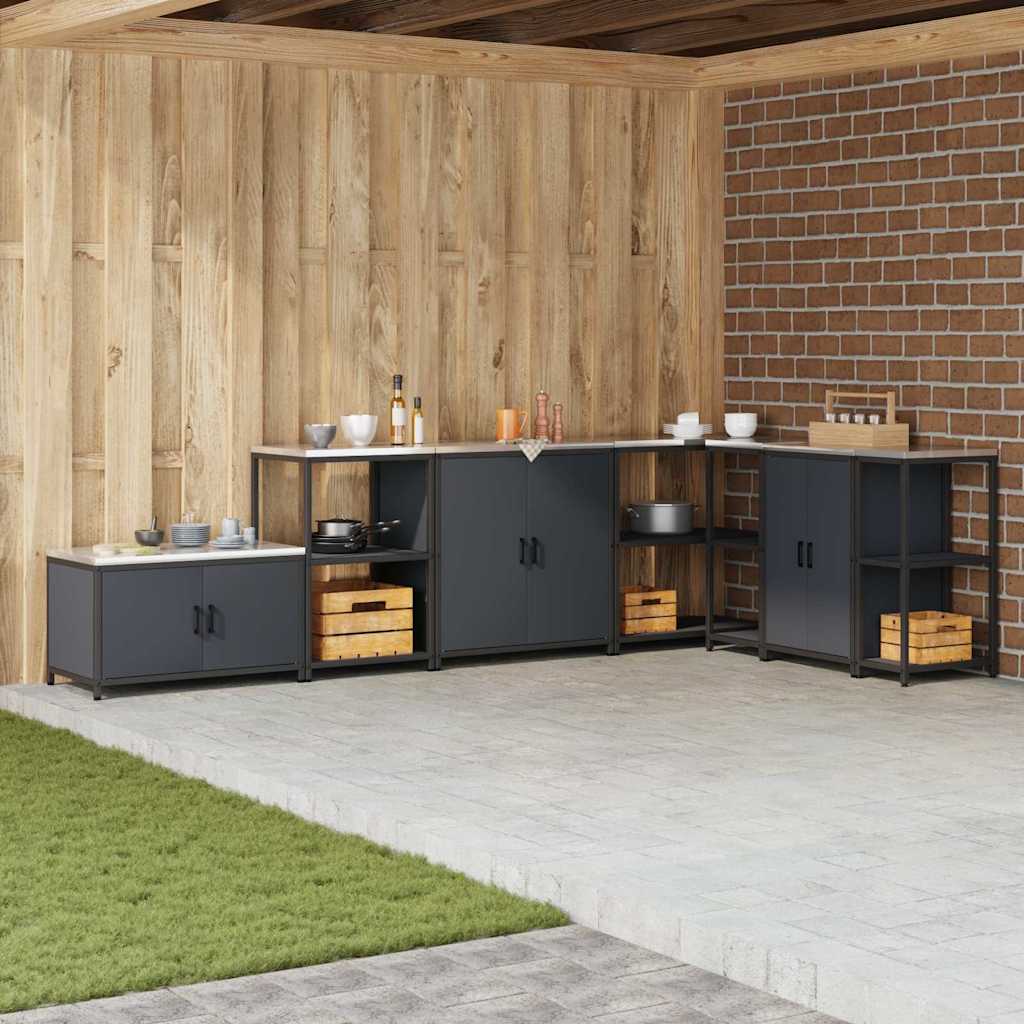 vidaXL Keuken opslag plank met plank met opslag Zwart Staal