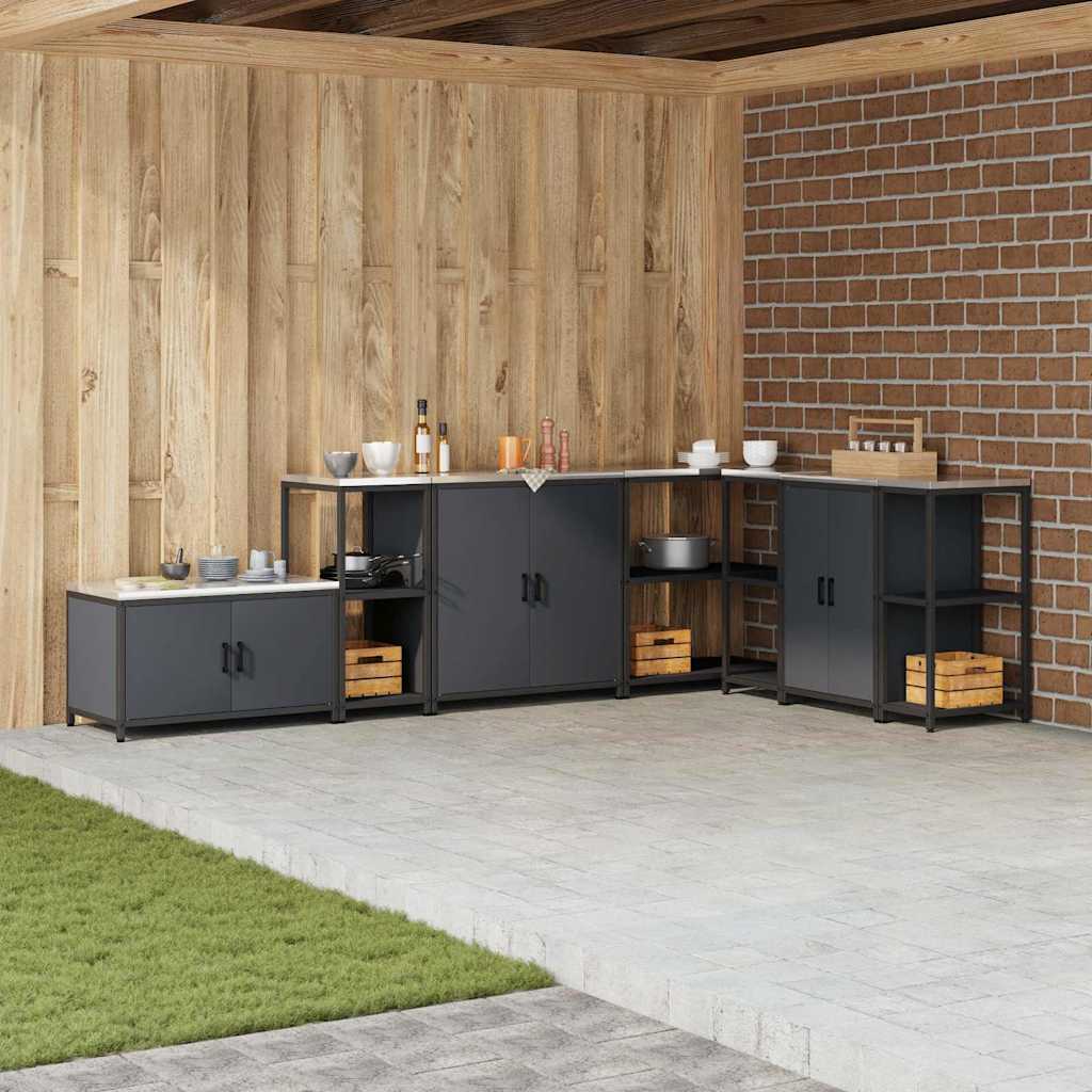 vidaXL Keuken opslag plank met plank met opslag Zwart Staal