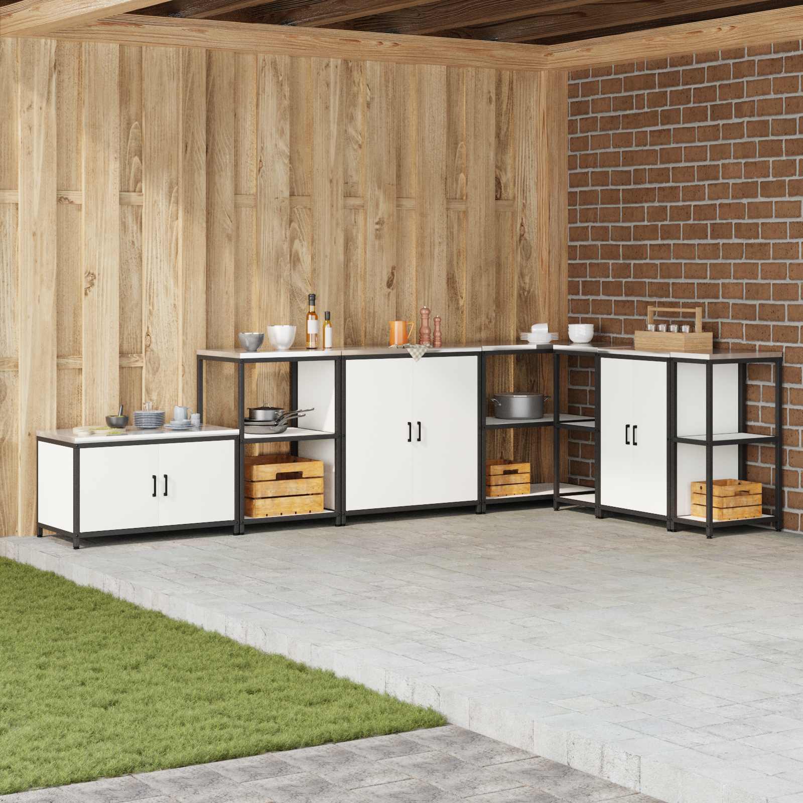 vidaXL Keuken opslag plank met plank met opslag Zwart Staal