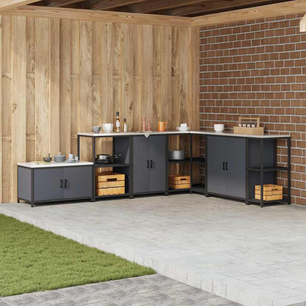 vidaXL Keuken opslag plank met plank met opslag Zwart Staal