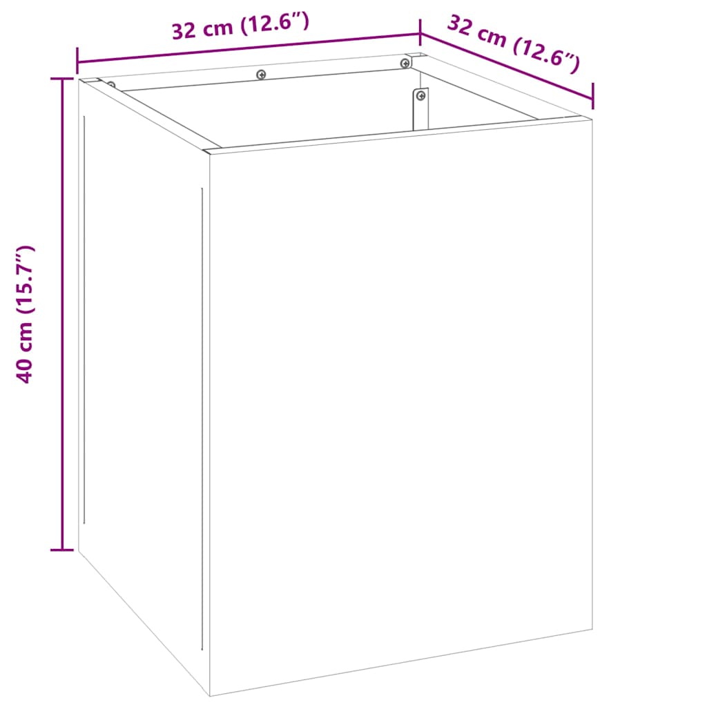 vidaXL Tuin Bloempot Zwart 32 x 32 x 40 cm Koudgewalst staal
