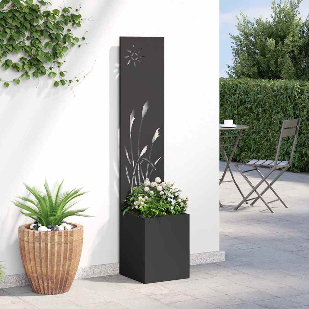 vidaXL Tuinplant met Decoratief Paneel Zwart 32 x 140 cm