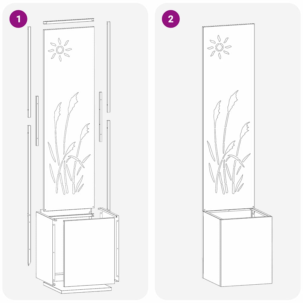 vidaXL Tuinplant met Decoratief Paneel Zwart 32 x 140 cm