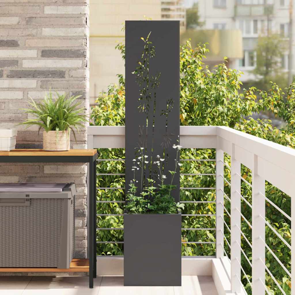 vidaXL Tuinplant met Decoratief Paneel Zwart 32 x 140 cm