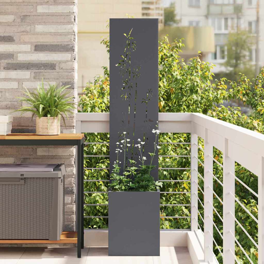 vidaXL Tuinplant met Decoratief Paneel Zwart 32 x 140 cm