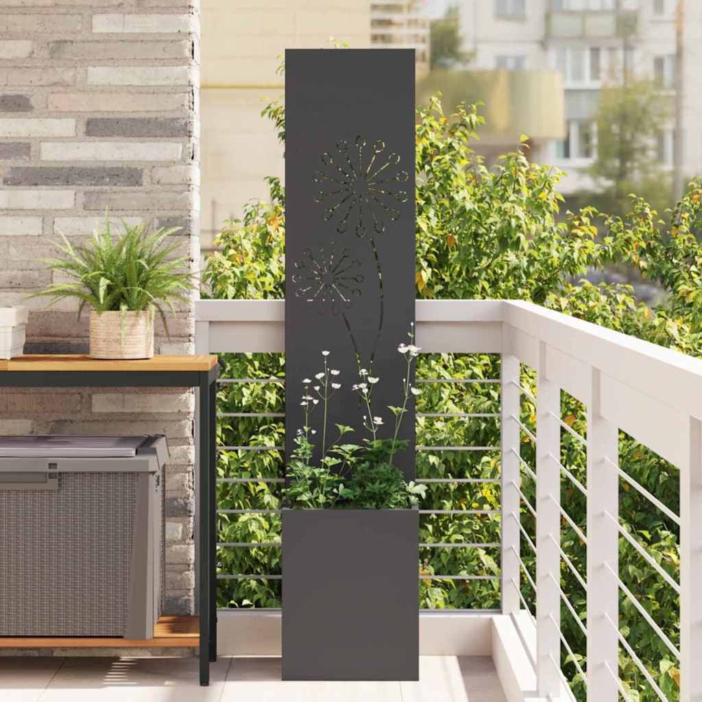 vidaXL Tuinplant met Decoratief Paneel Zwart 32 x 140 cm