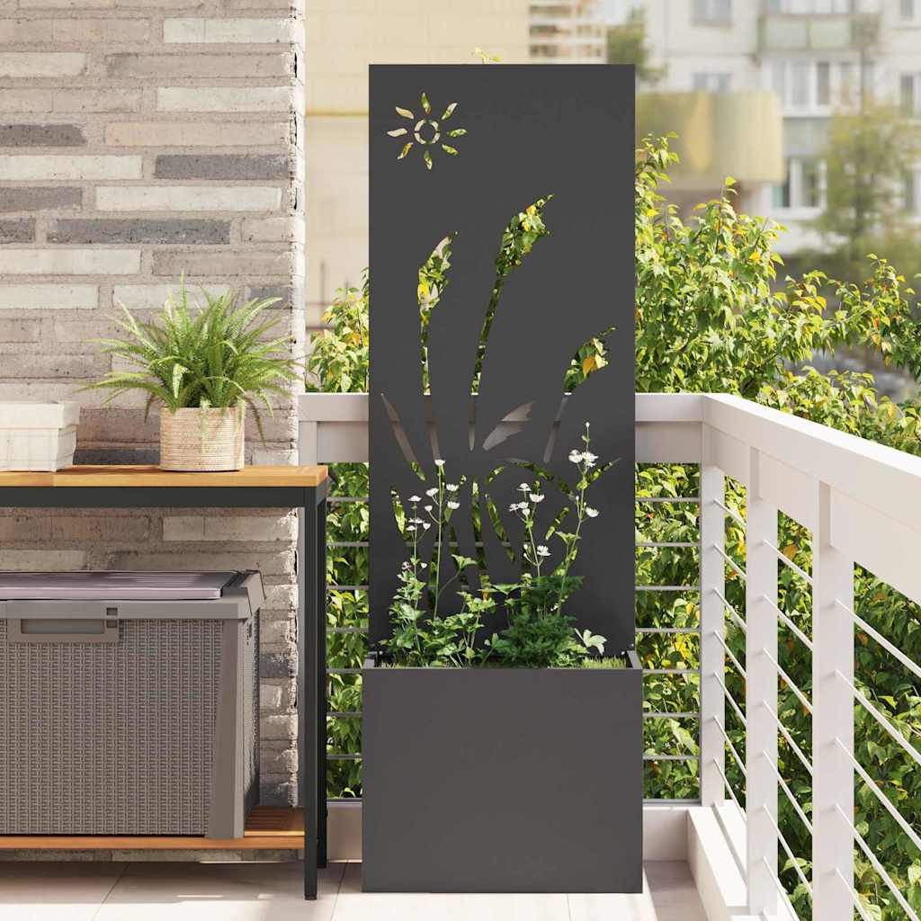 vidaXL Tuinplant met Decoratief Paneel Zwart 32 x 140 cm
