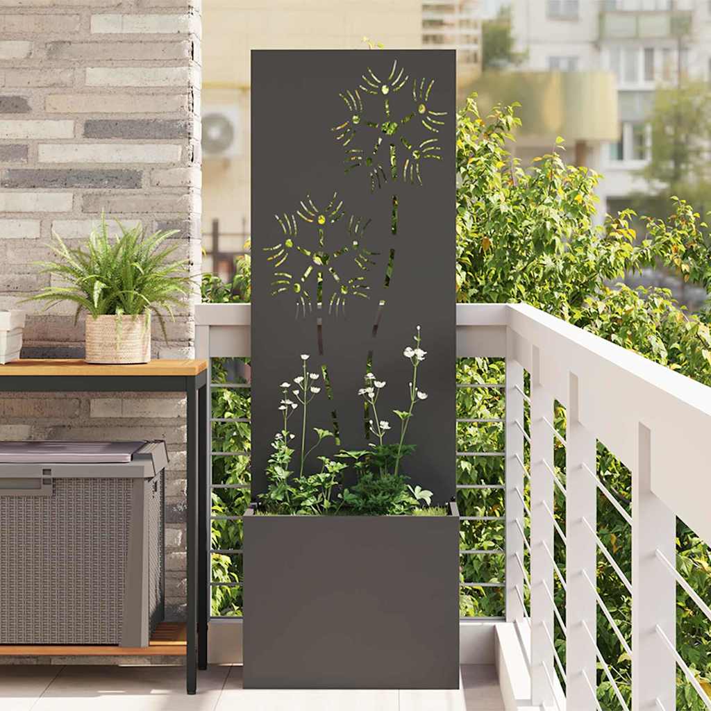 vidaXL Tuinplant met Decoratief Paneel Zwart 32 x 140 cm