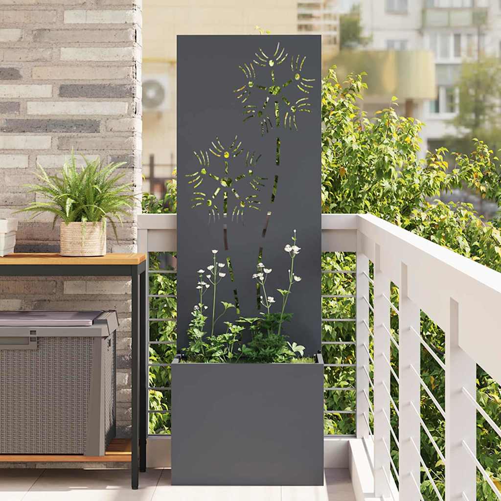 vidaXL Tuinplant met Decoratief Paneel Zwart 32 x 140 cm