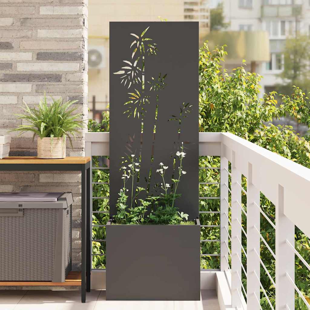 vidaXL Tuinplant met Decoratief Paneel Zwart 32 x 140 cm