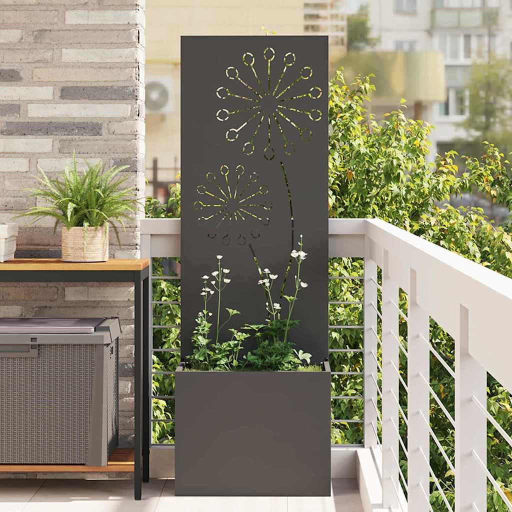 vidaXL Tuinplant met Decoratief Paneel Zwart 32 x 140 cm