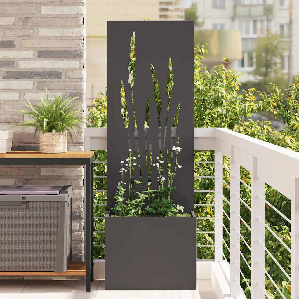 vidaXL Tuinplant met Decoratief Paneel Zwart 32 x 140 cm