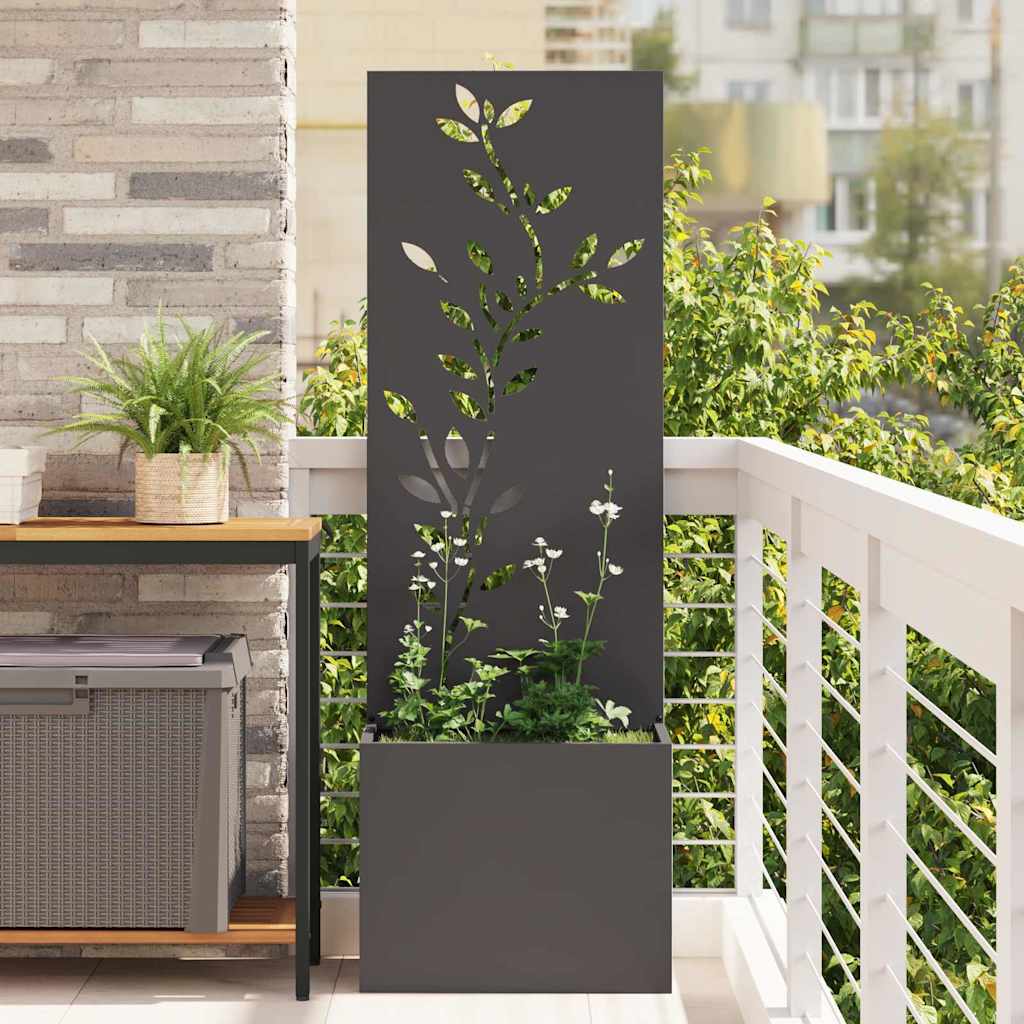 vidaXL Tuinplant met Decoratief Paneel Zwart 32 x 140 cm