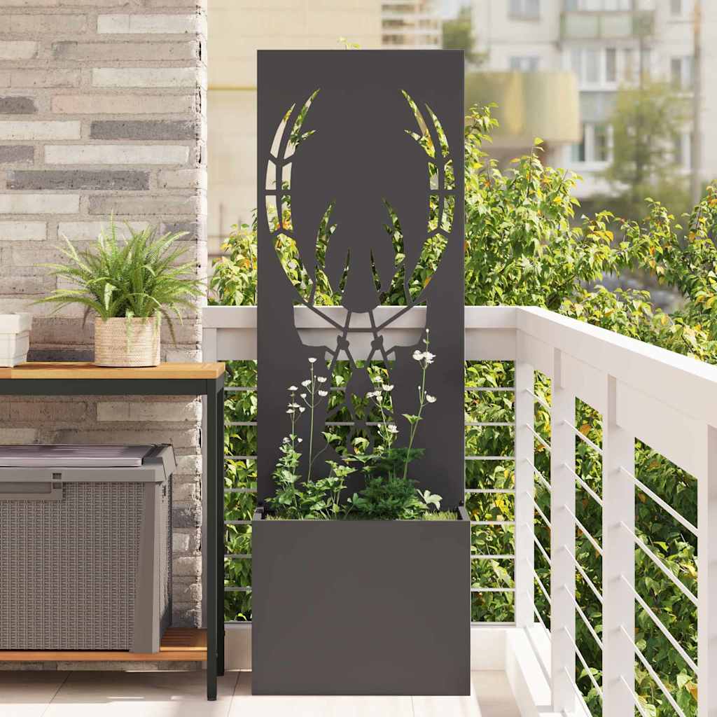 vidaXL Tuinplant met Decoratief Paneel Zwart 32 x 140 cm