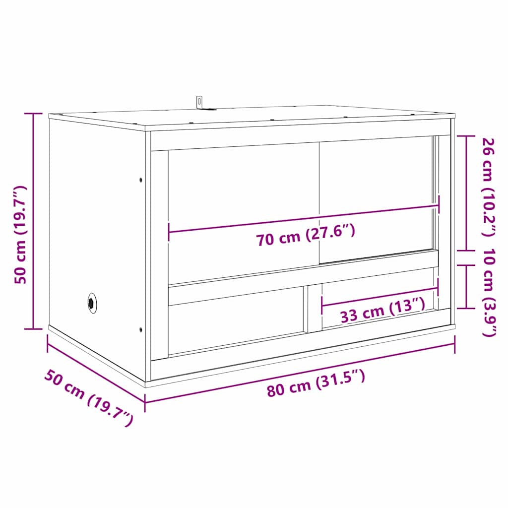 vidaXL Terrarium Bruin 80 x 50 x 50 cm OSB