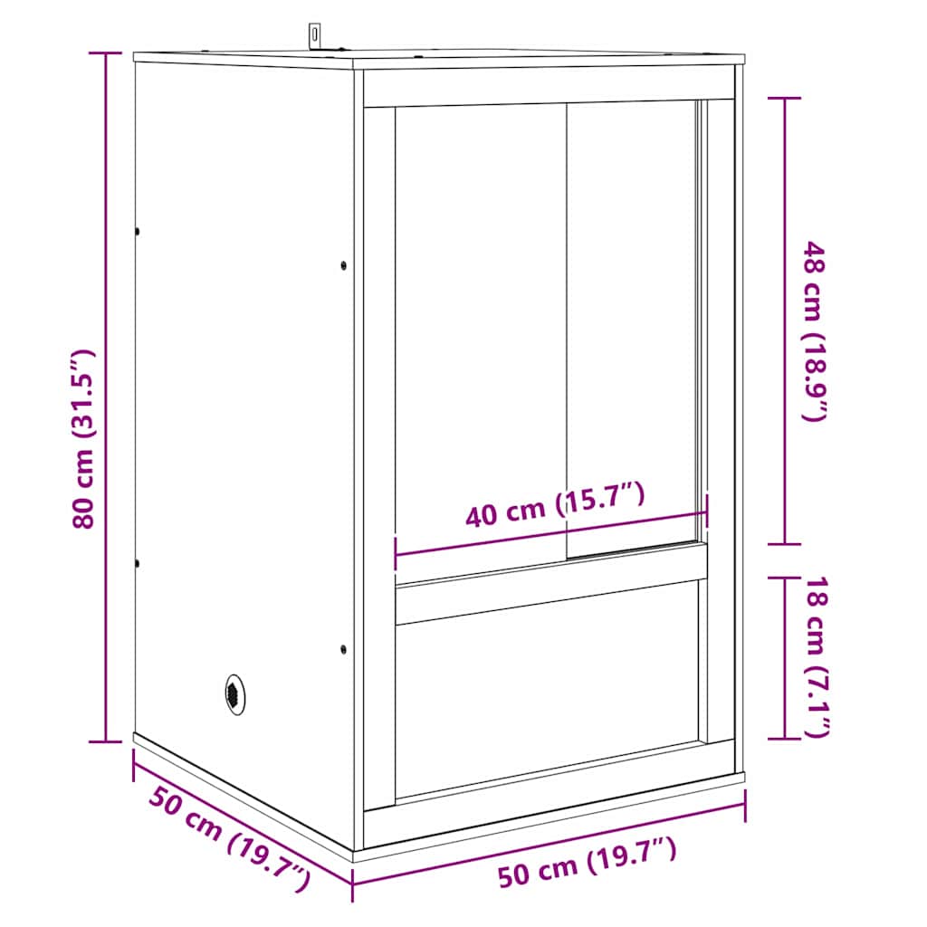 vidaXL Terrarium Naturel 50 x 50 x 100 cm OSB