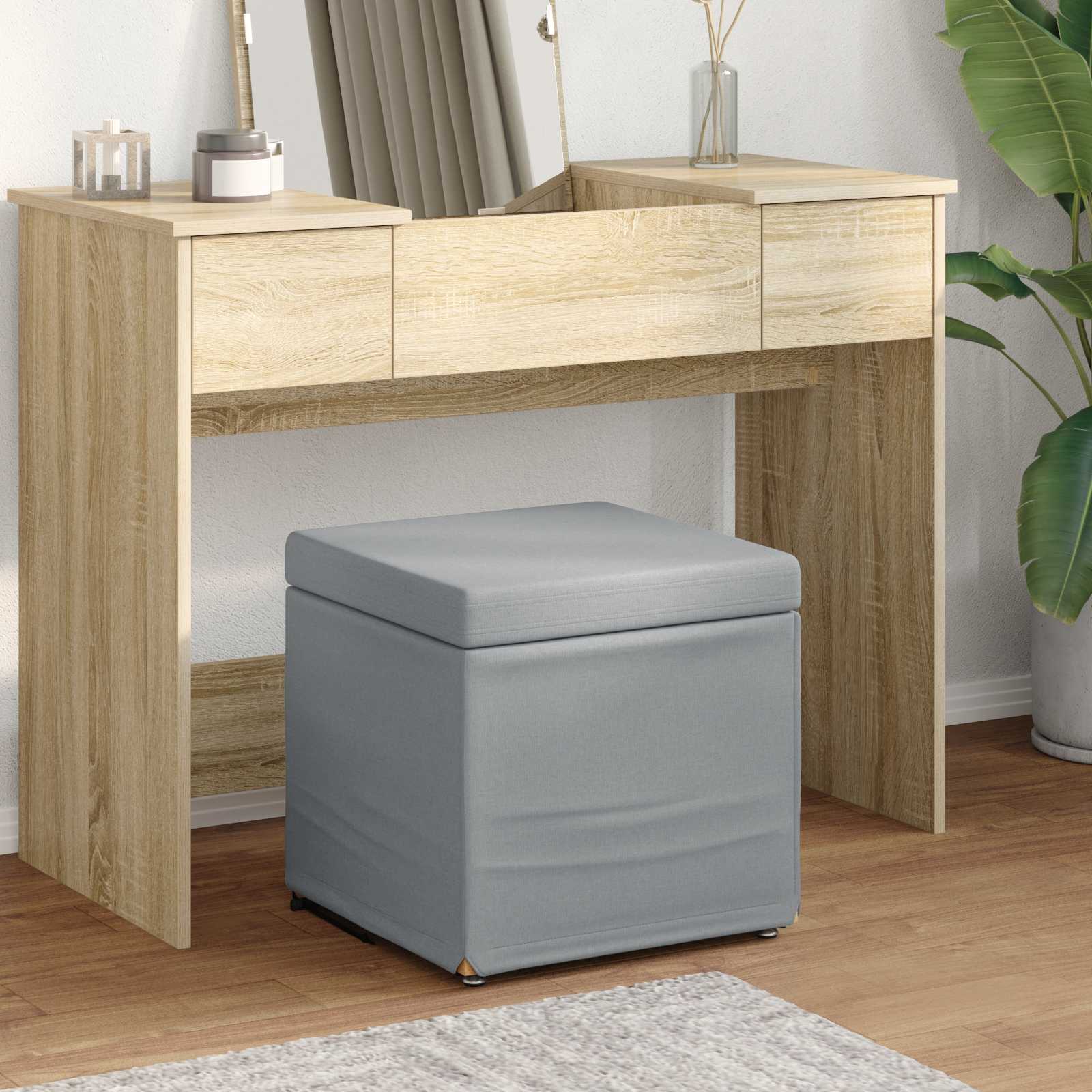 vidaXL Kruk Lichtgrijs 41 x 41 x 40 cm Stof en Geëngineerd Hout