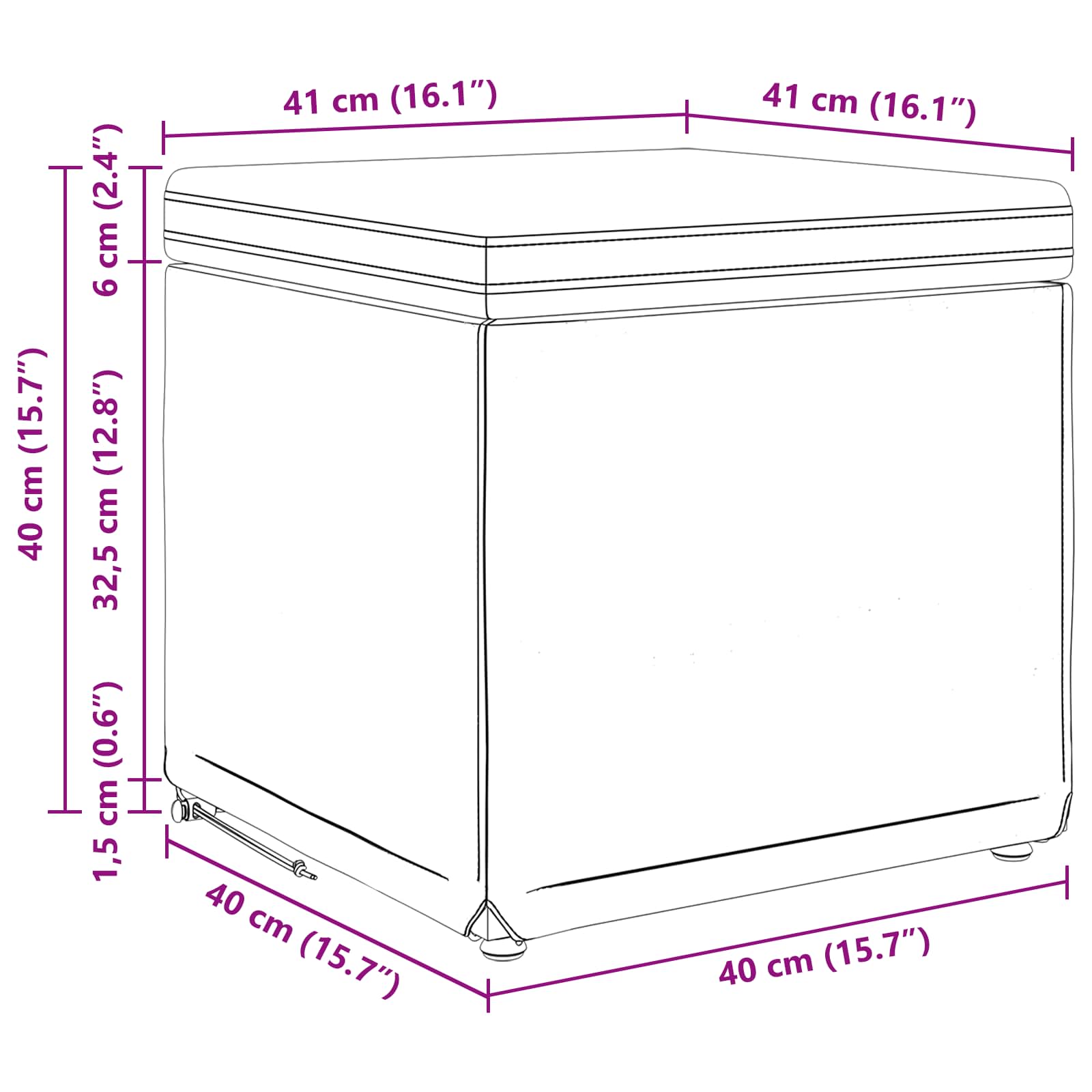 vidaXL Kruk Lichtgrijs 41 x 41 x 40 cm Stof en Geëngineerd Hout