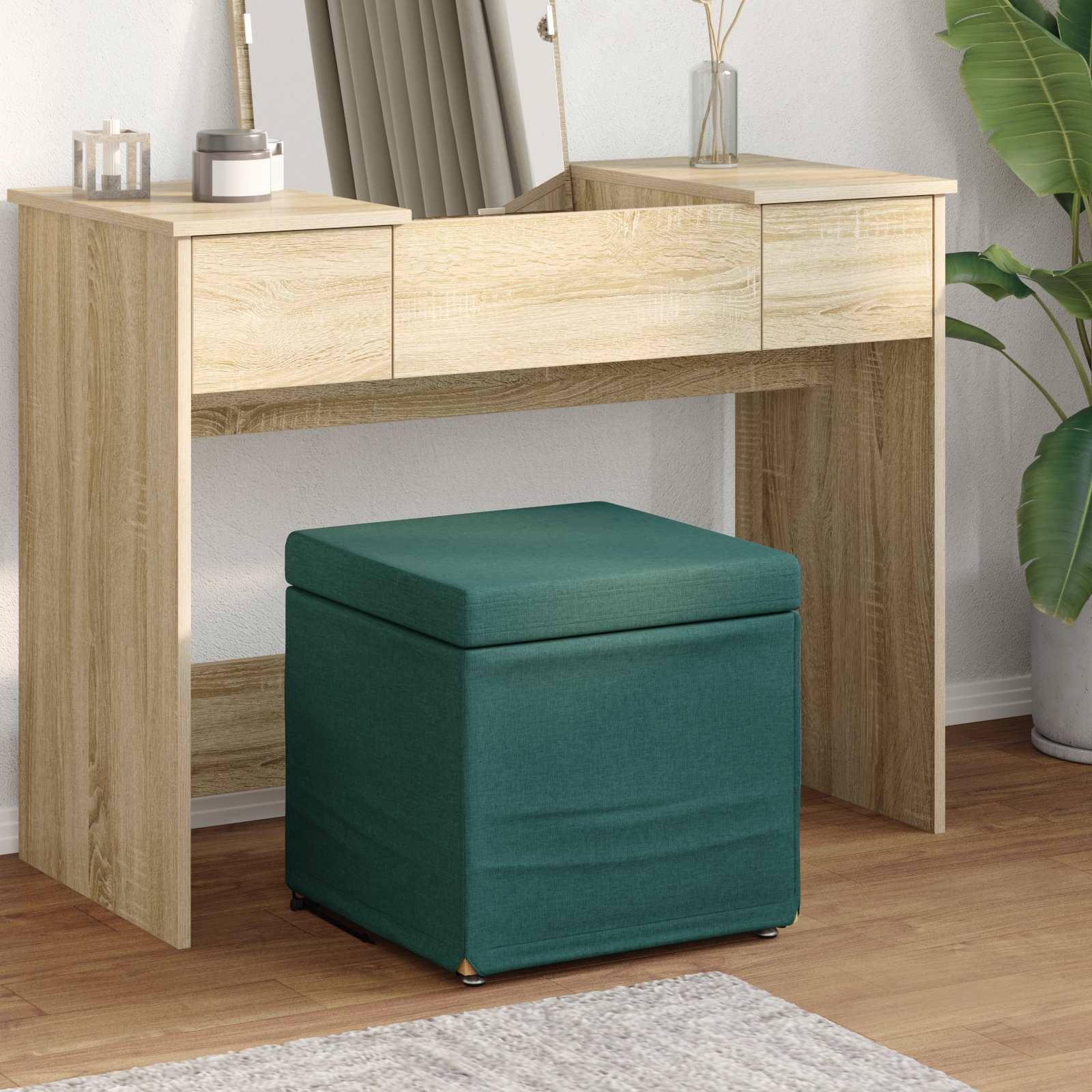 vidaXL Kruk Lichtgrijs 41 x 41 x 40 cm Stof en Geëngineerd Hout