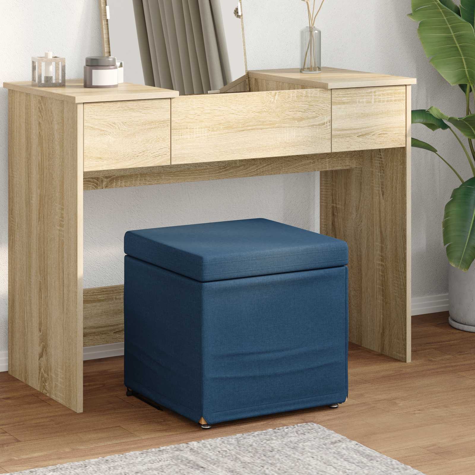 vidaXL Kruk Lichtgrijs 41 x 41 x 40 cm Stof en Geëngineerd Hout