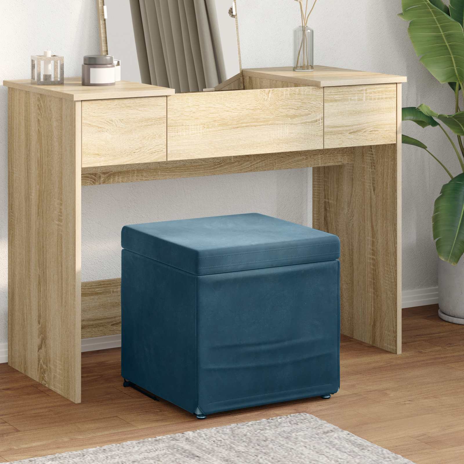 vidaXL Kruk Lichtgrijs 41 x 41 x 40 cm Stof en Geëngineerd Hout