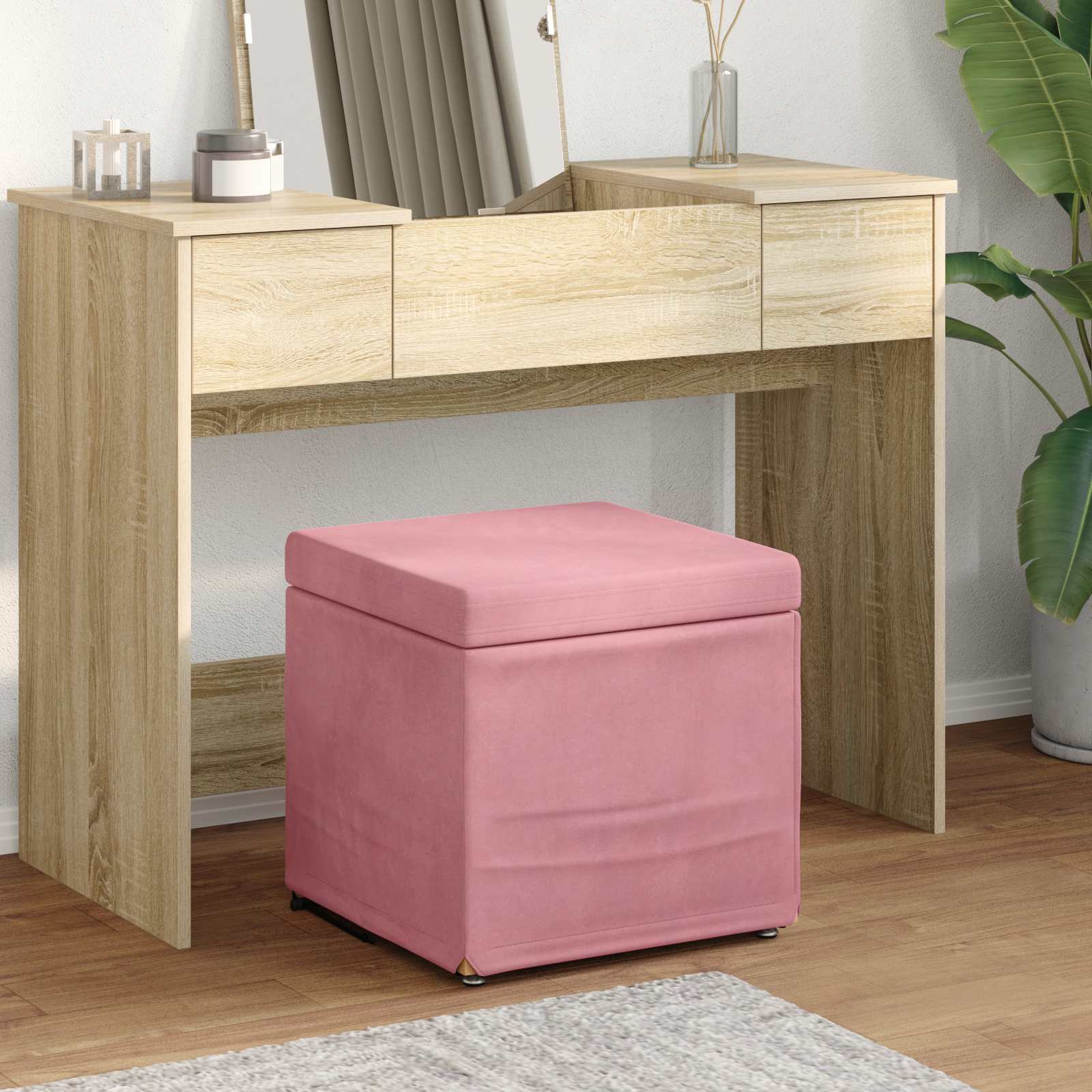 vidaXL Kruk Lichtgrijs 41 x 41 x 40 cm Stof en Geëngineerd Hout