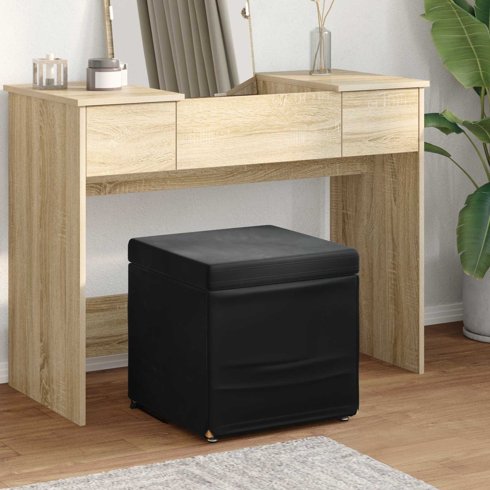 vidaXL Kruk Lichtgrijs 41 x 41 x 40 cm Stof en Geëngineerd Hout