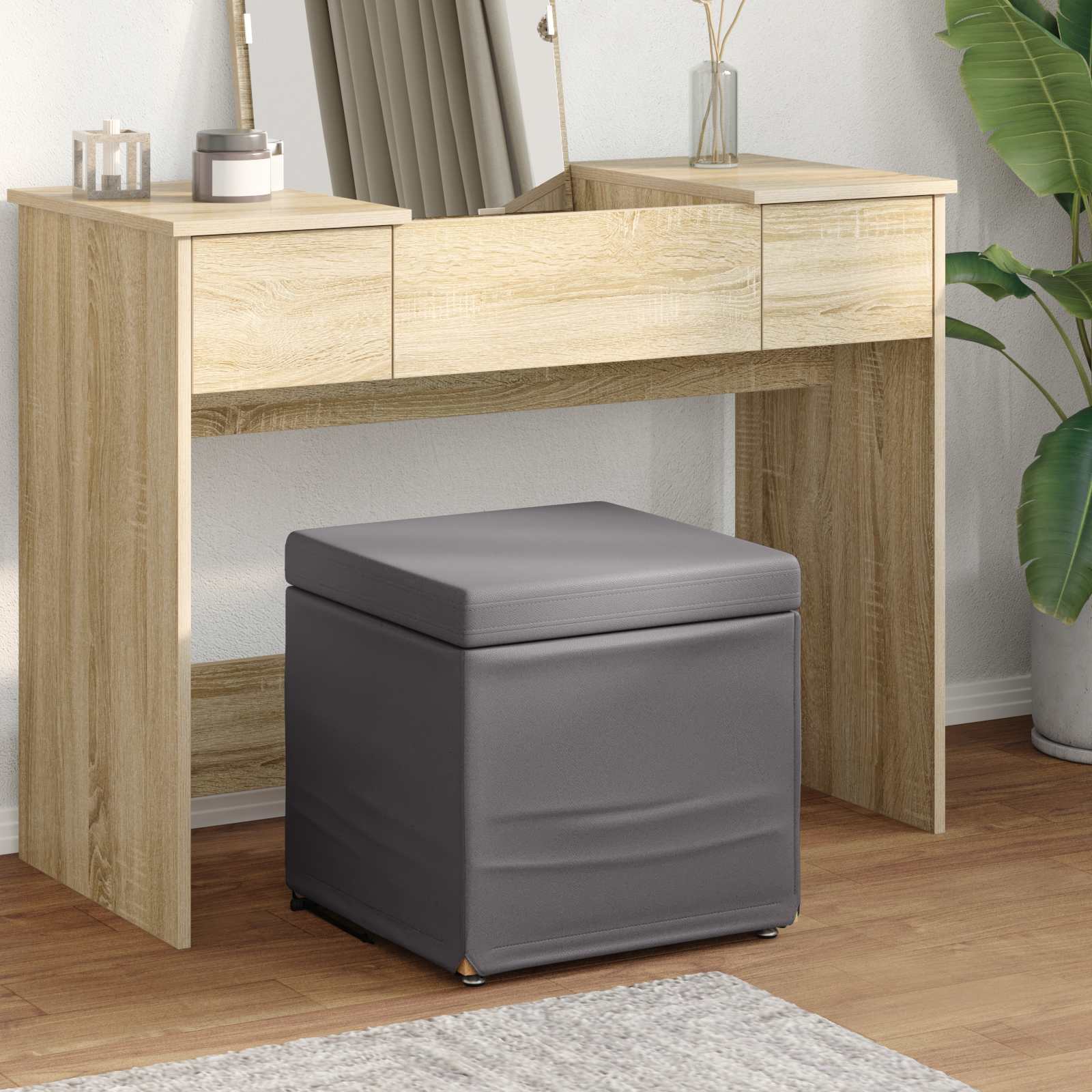 vidaXL Kruk Lichtgrijs 41 x 41 x 40 cm Stof en Geëngineerd Hout