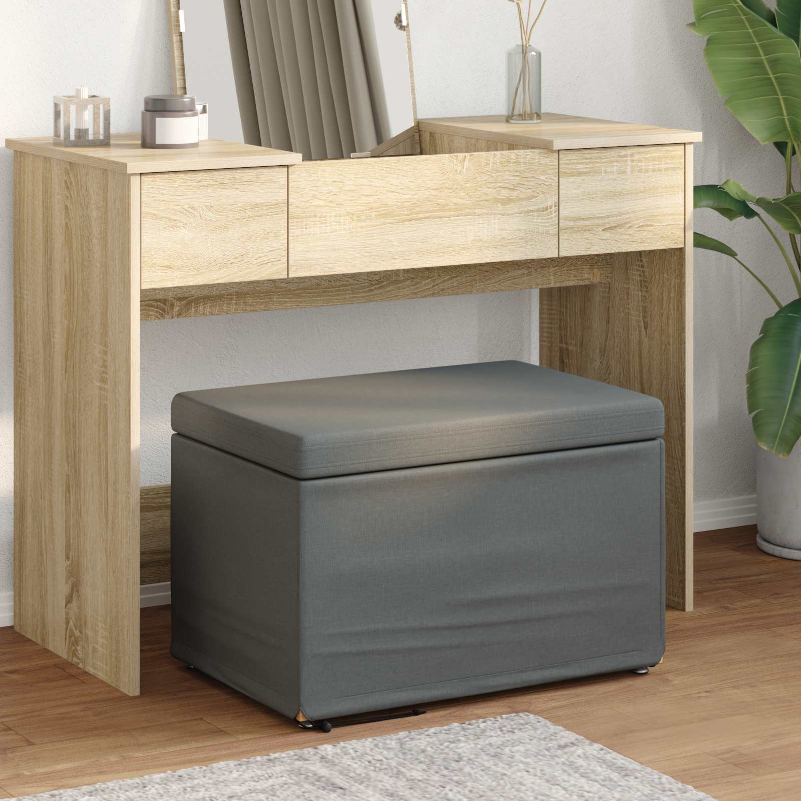 vidaXL Kruk Lichtgrijs 41 x 41 x 40 cm Stof en Geëngineerd Hout