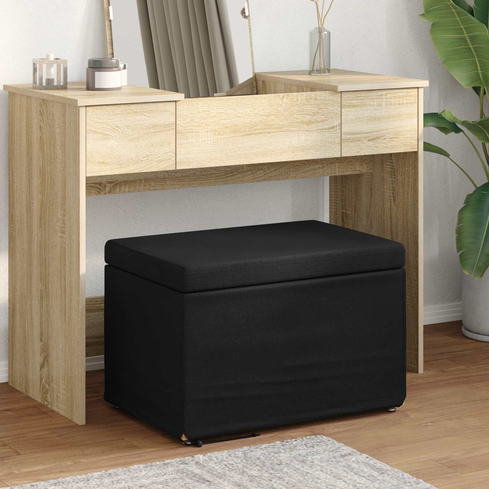 vidaXL Kruk Lichtgrijs 41 x 41 x 40 cm Stof en Geëngineerd Hout