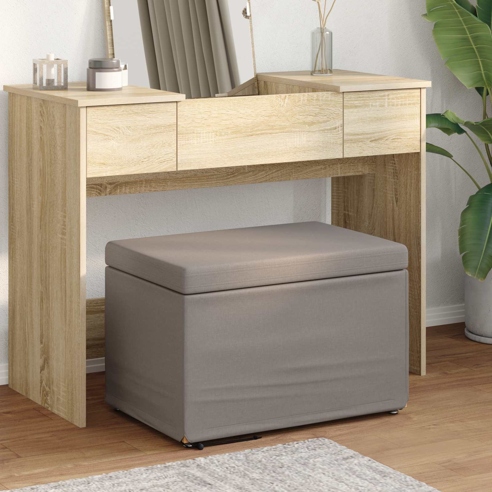 vidaXL Kruk Lichtgrijs 41 x 41 x 40 cm Stof en Geëngineerd Hout