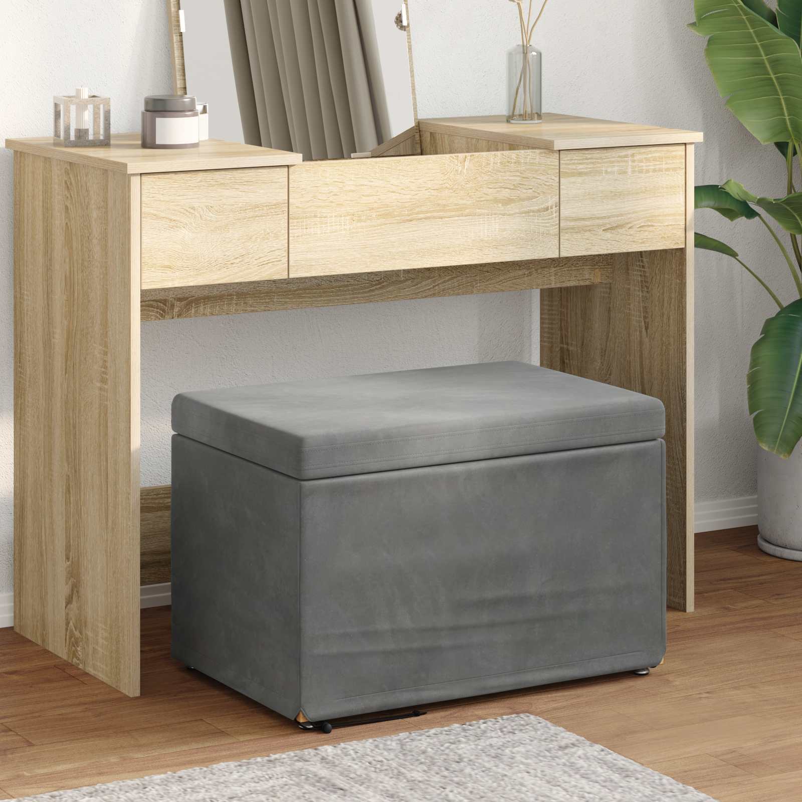 vidaXL Kruk Lichtgrijs 41 x 41 x 40 cm Stof en Geëngineerd Hout