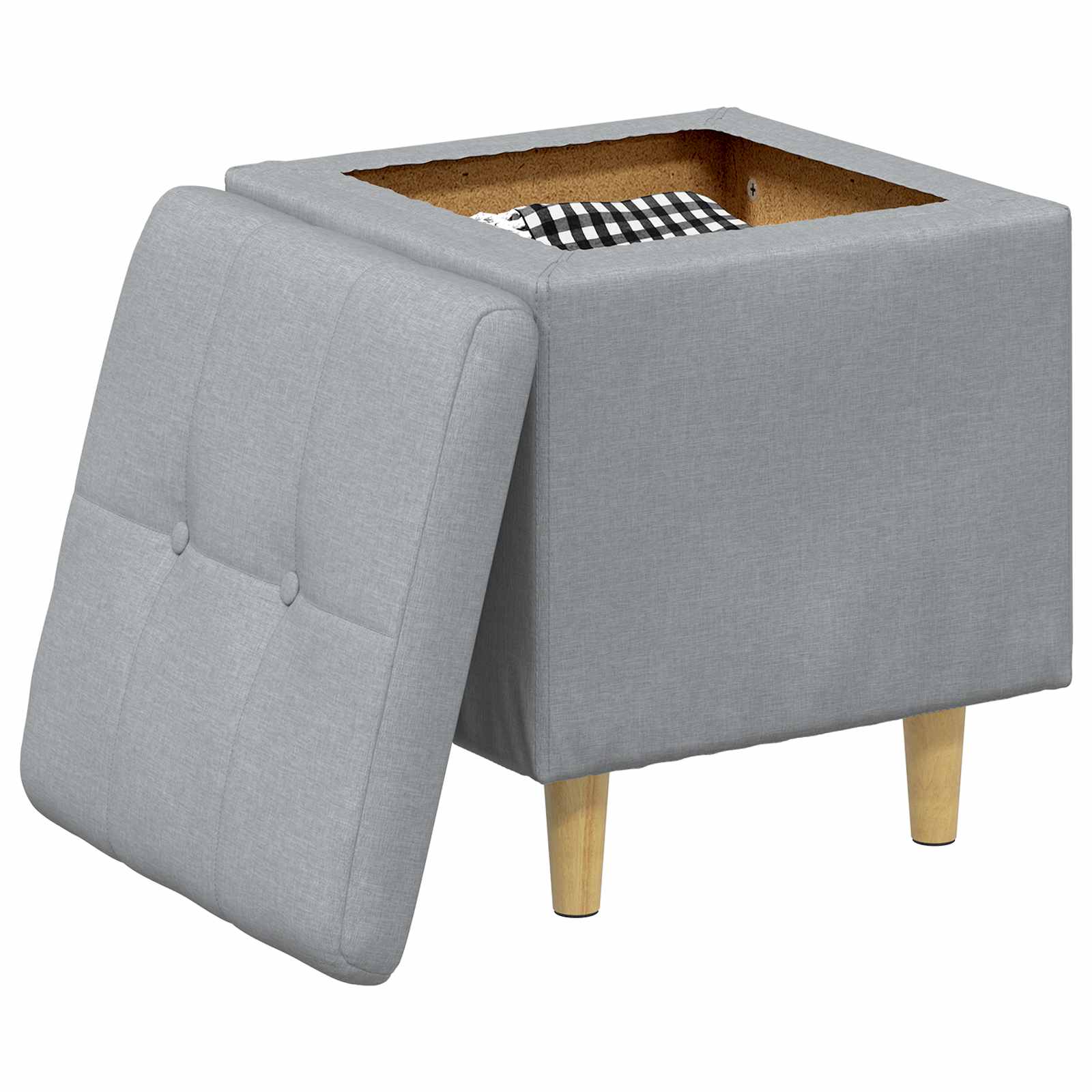 vidaXL Knopkruk met kussen Lichtgrijs 80 x 80 x 45 cm Stof