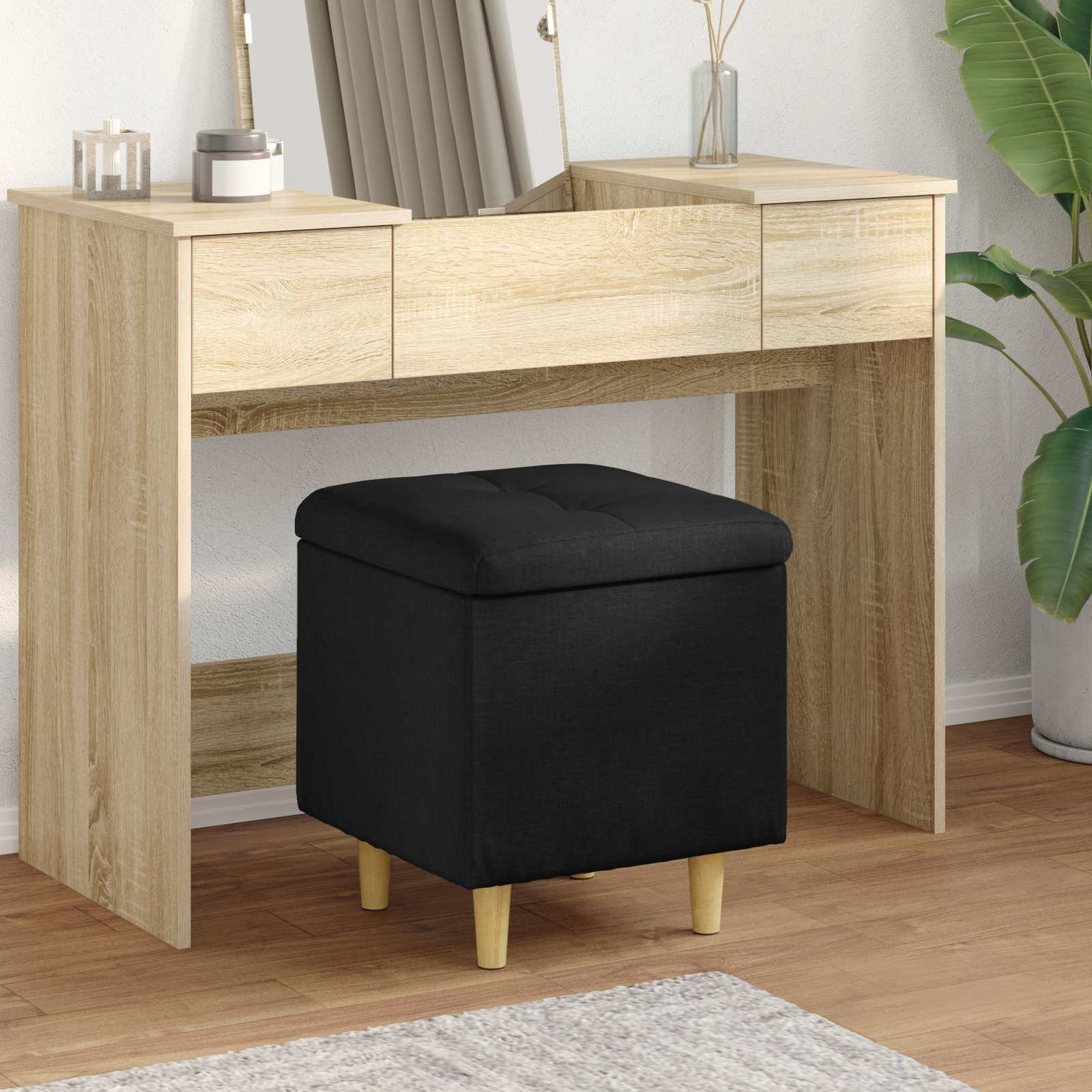 vidaXL Knopkruk met kussen Lichtgrijs 80 x 80 x 45 cm Stof