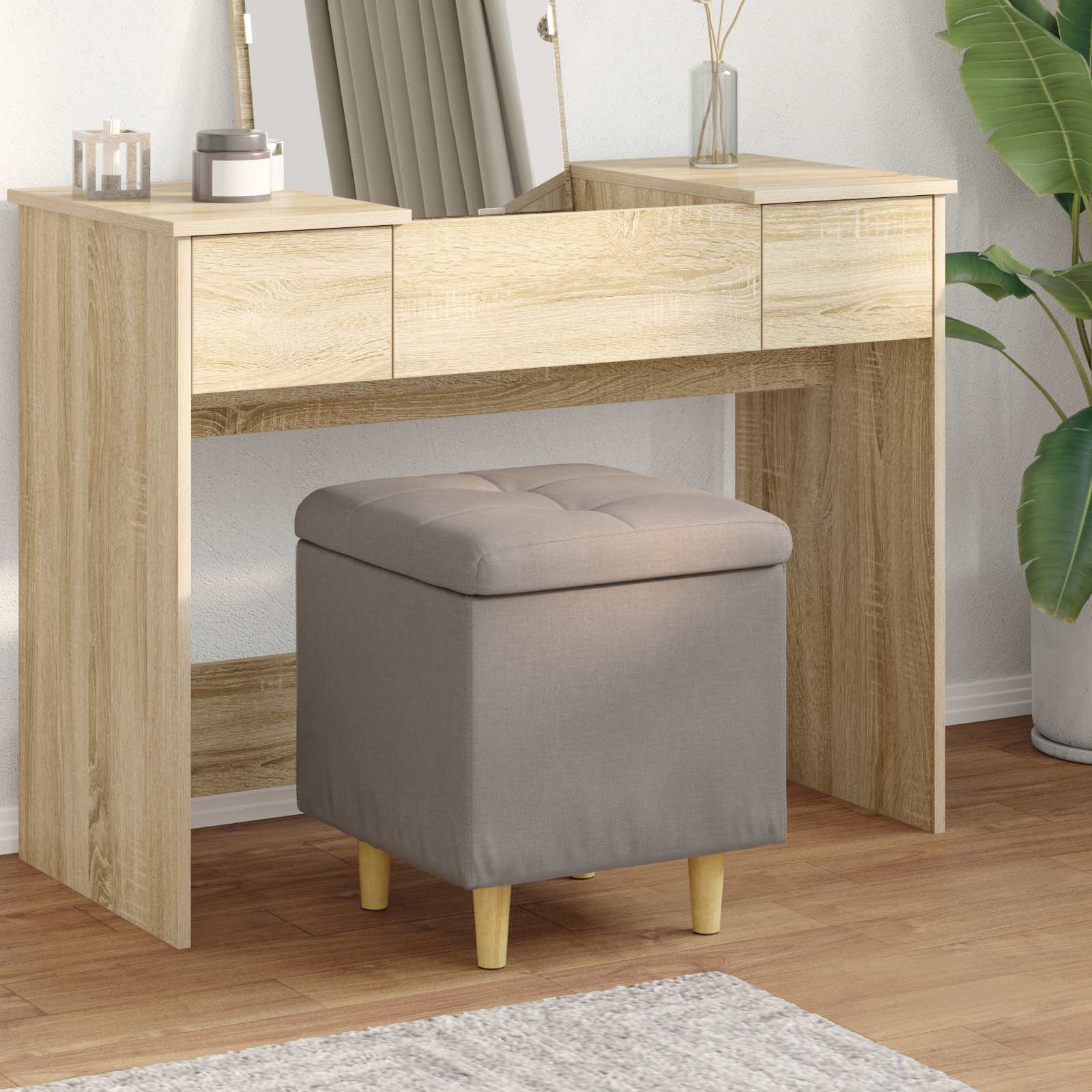 vidaXL Knopkruk met kussen Lichtgrijs 80 x 80 x 45 cm Stof